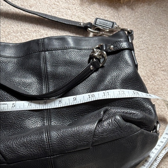 Coach Black Pebbled Leather Hobo with Silver Chain Accents - Picture 4 of 6